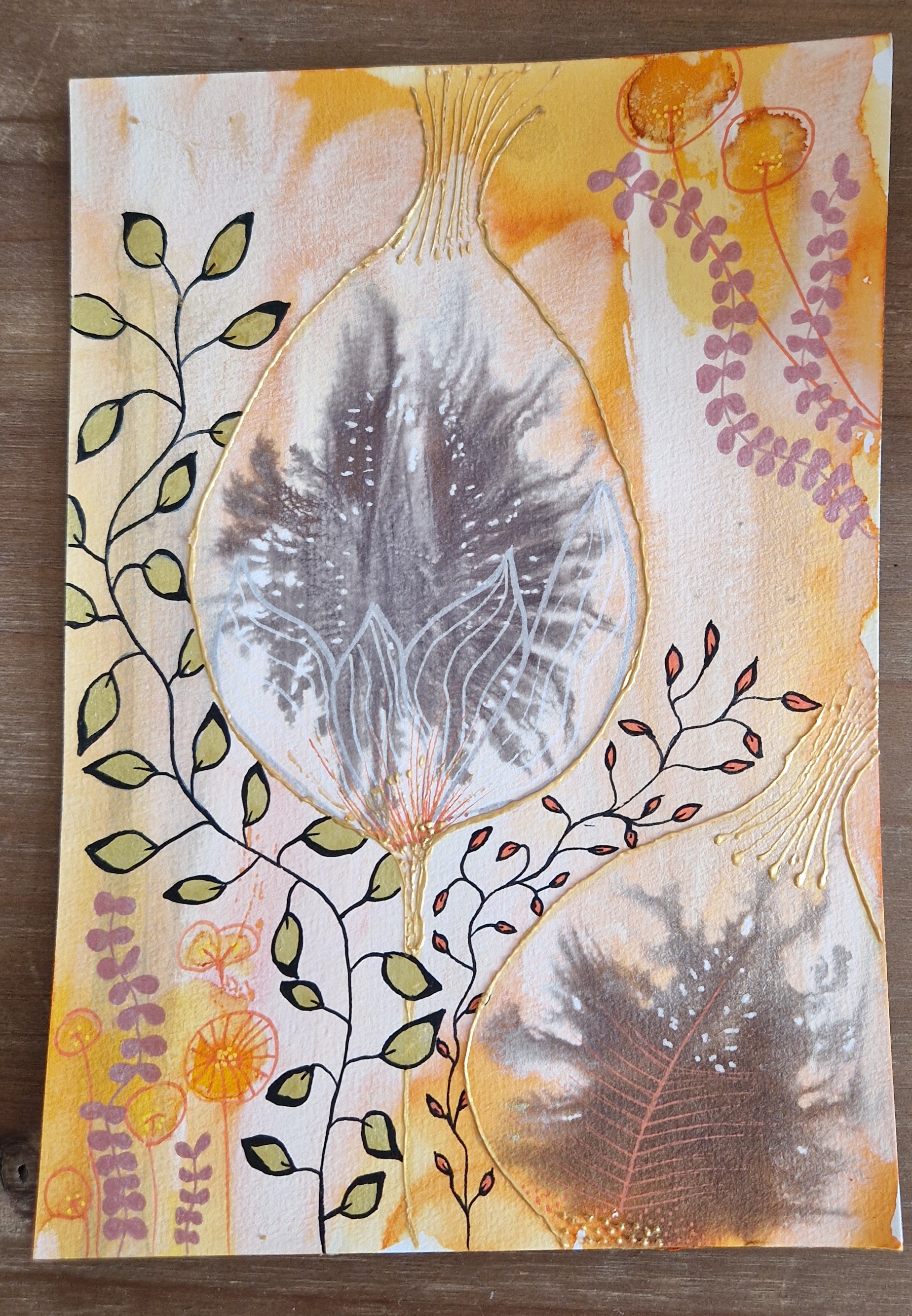 Carte aquarelle et posca - CADEAU - exposition - Blois - fait main