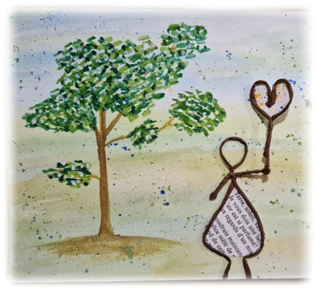 Aquarelle et collage - exposition - Blois - cadeau voeux fait main