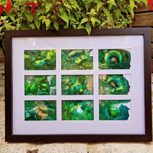 Cadre peinture pouring - exposition Blois - tableau - cadeau - fait main