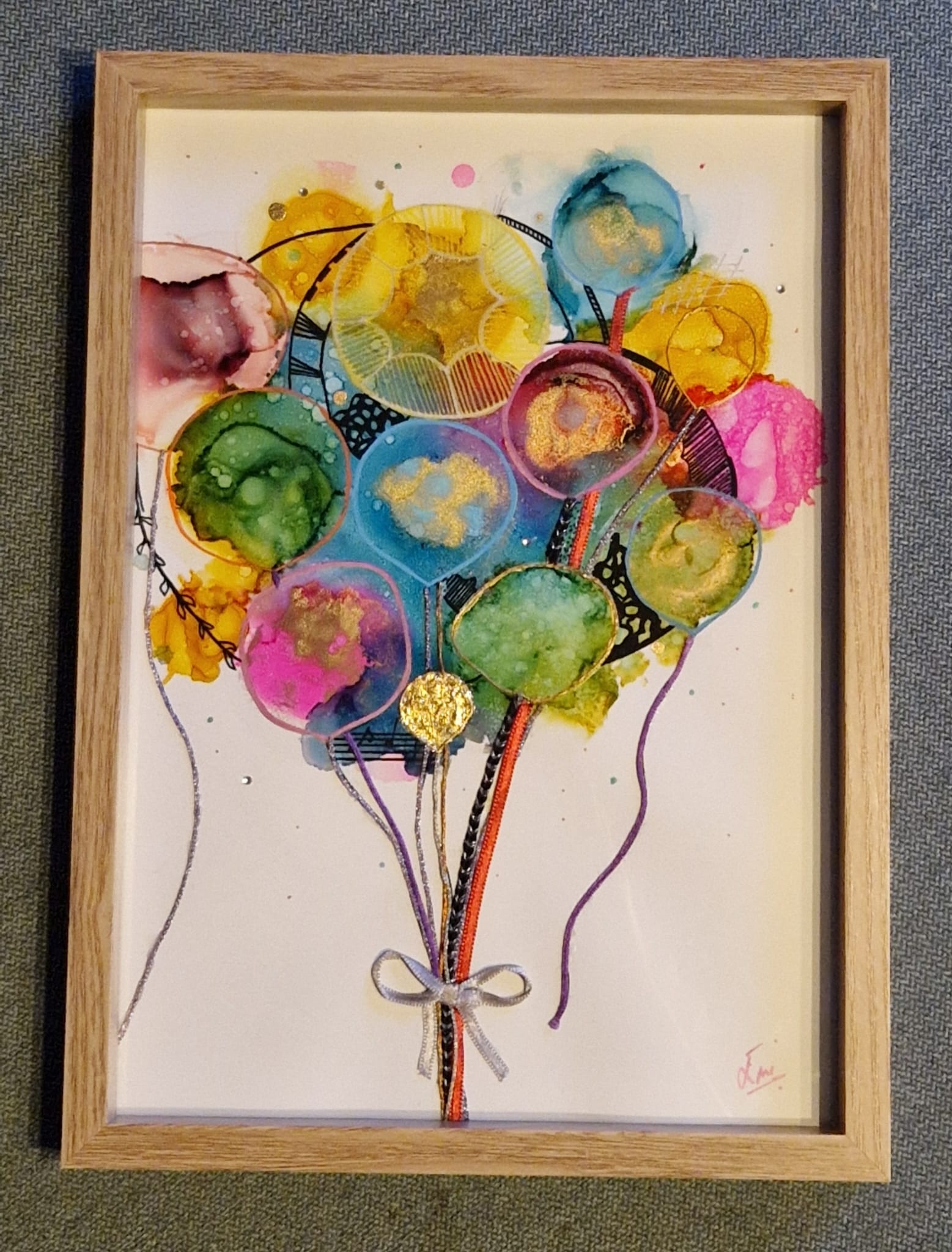cadre peinture a l'alcool, posca et collages BLOIS TABLEAU EXPOSITION, cadeau, fait main