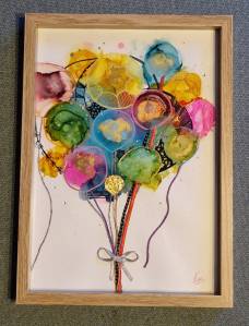 cadre peinture a l'alcool, posca et collages BLOIS TABLEAU EXPOSITION, cadeau, fait main