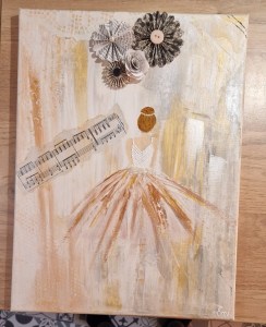 Tableau peinture acrylique et collage - exposition Blois - cadeau fait main