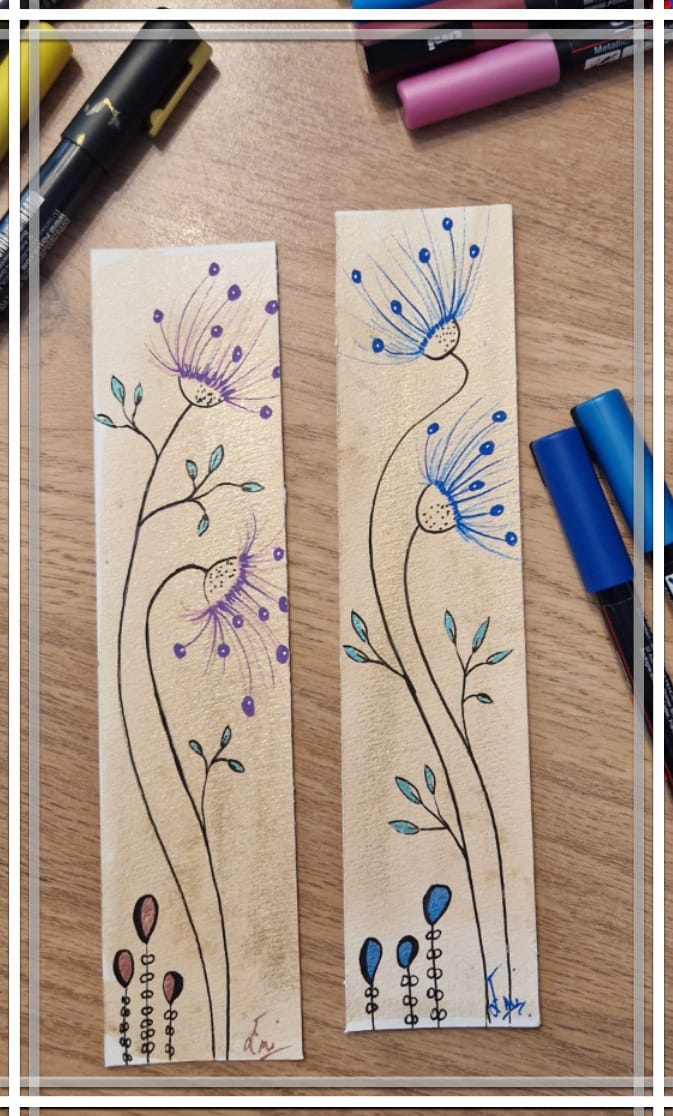 Marque page - aquarelle et posca - cadeau - fait main - Blois