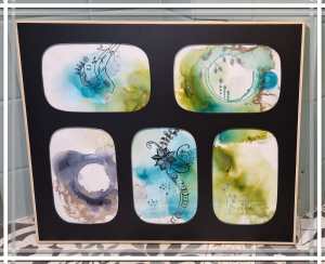 Cadre peinture fluide et posca - 30x36 cm - fait main, cadeau, Blois, tableau