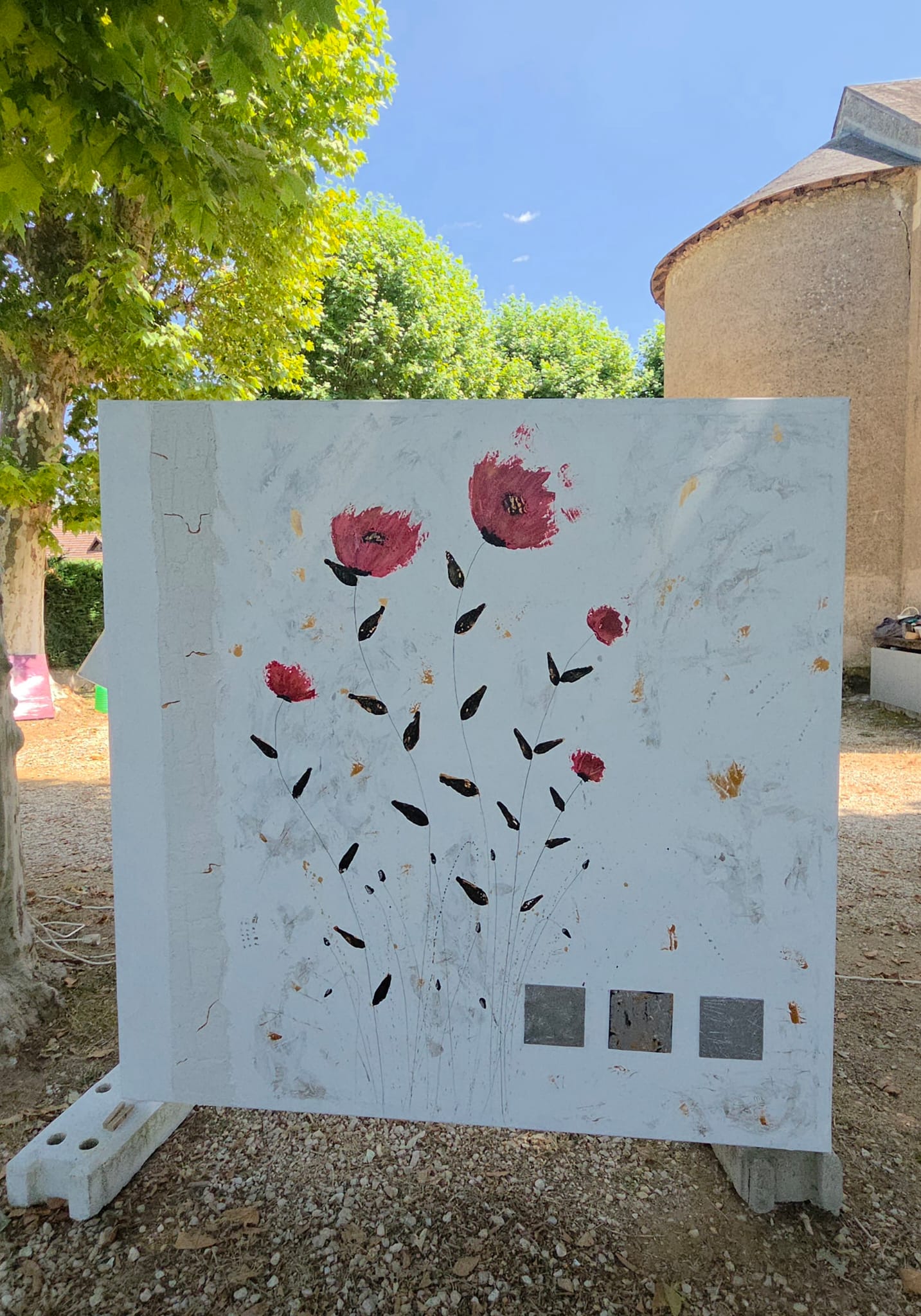 toile grand format - acrylique et plâtre - artiste Blois et art-thérapeute