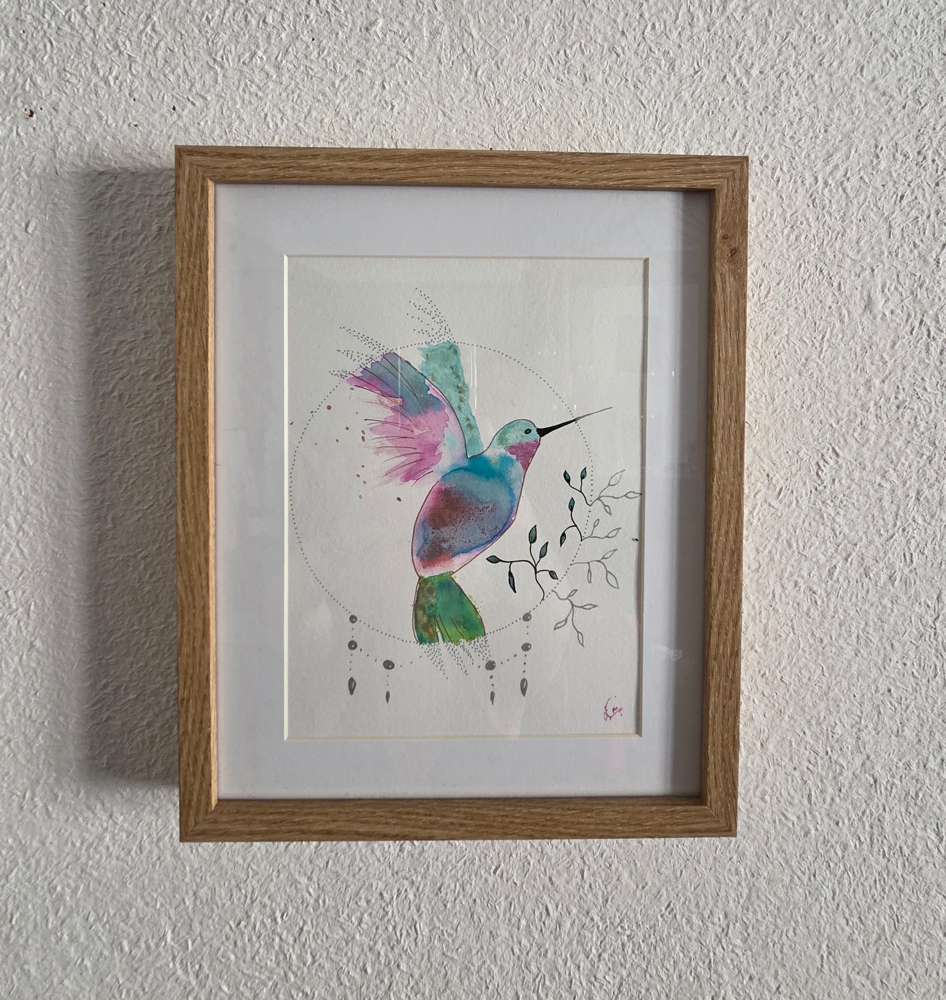 cadre et aquarelle peinte à la main - artiste art-thérapeute Blois Loir et cher
